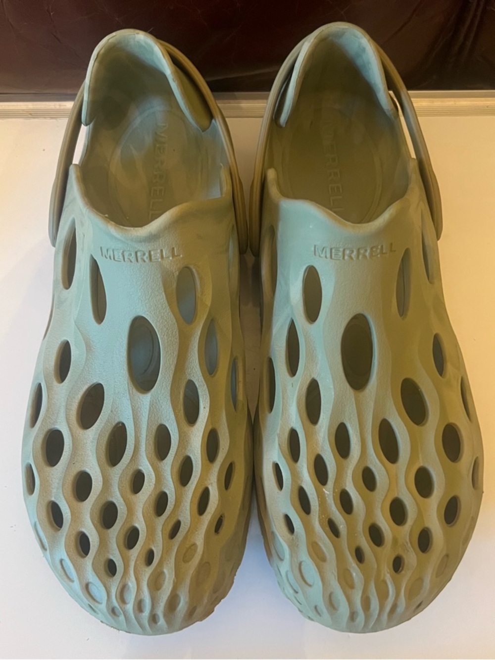 Merrell Hydro Moc Men's Size 11 Beige/Green Slip On Water Shoes Sandals Outdoor